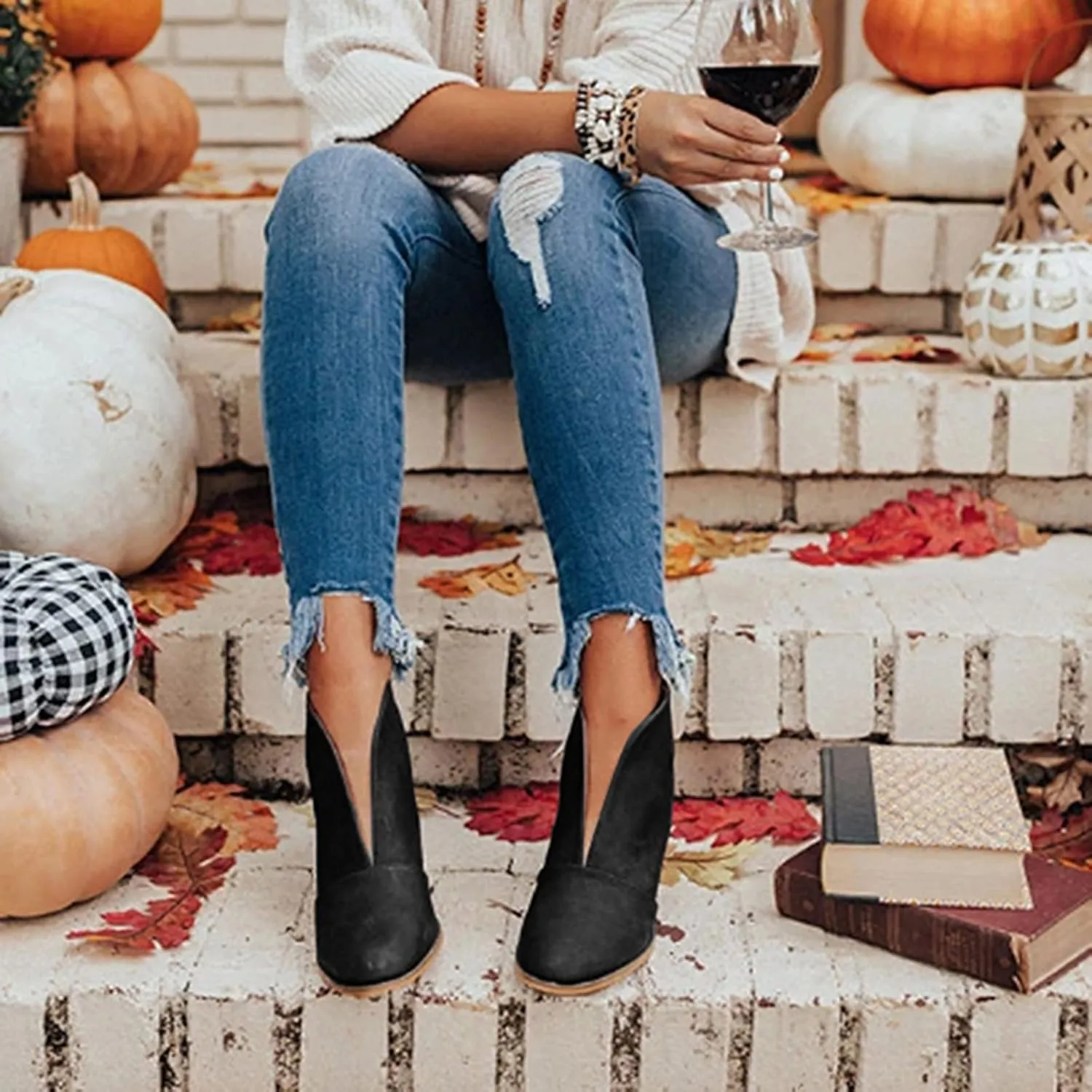 SBGMoSJ Boots for Women Ankle Booties Wide Black Boots for Women Ankle Booties Black Booties for Women Low Heel Round Toe Womens Brown Booties And Ankle Boots Women's Boots Ankle Lace Up
