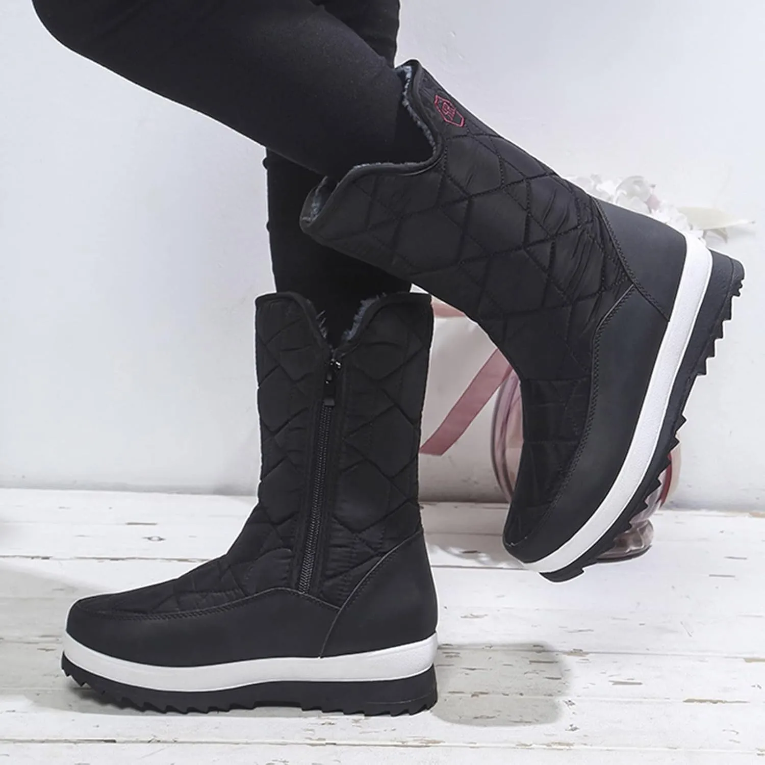 SBGMoSJ Winter Boots for Woman Cute Women's Wide Width Waterproof Slip on Ankle Boots for Swollen Feet Winter Woman Boots Women's Tall Black Winter Boots Waterproof Winter Boots Youth