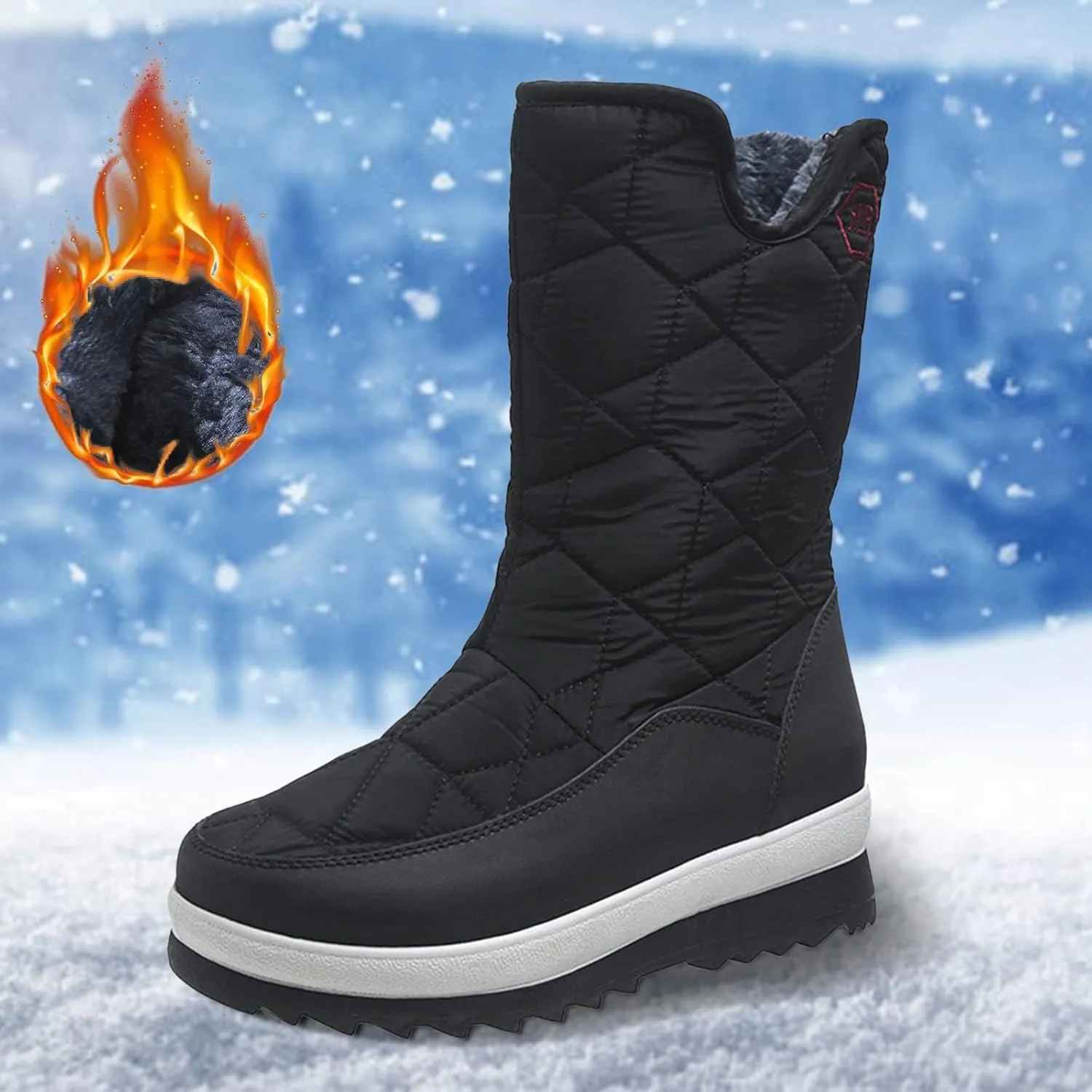 SBGMoSJ Winter Boots for Woman Cute Women's Wide Width Waterproof Slip on Ankle Boots for Swollen Feet Winter Woman Boots Women's Tall Black Winter Boots Waterproof Winter Boots Youth
