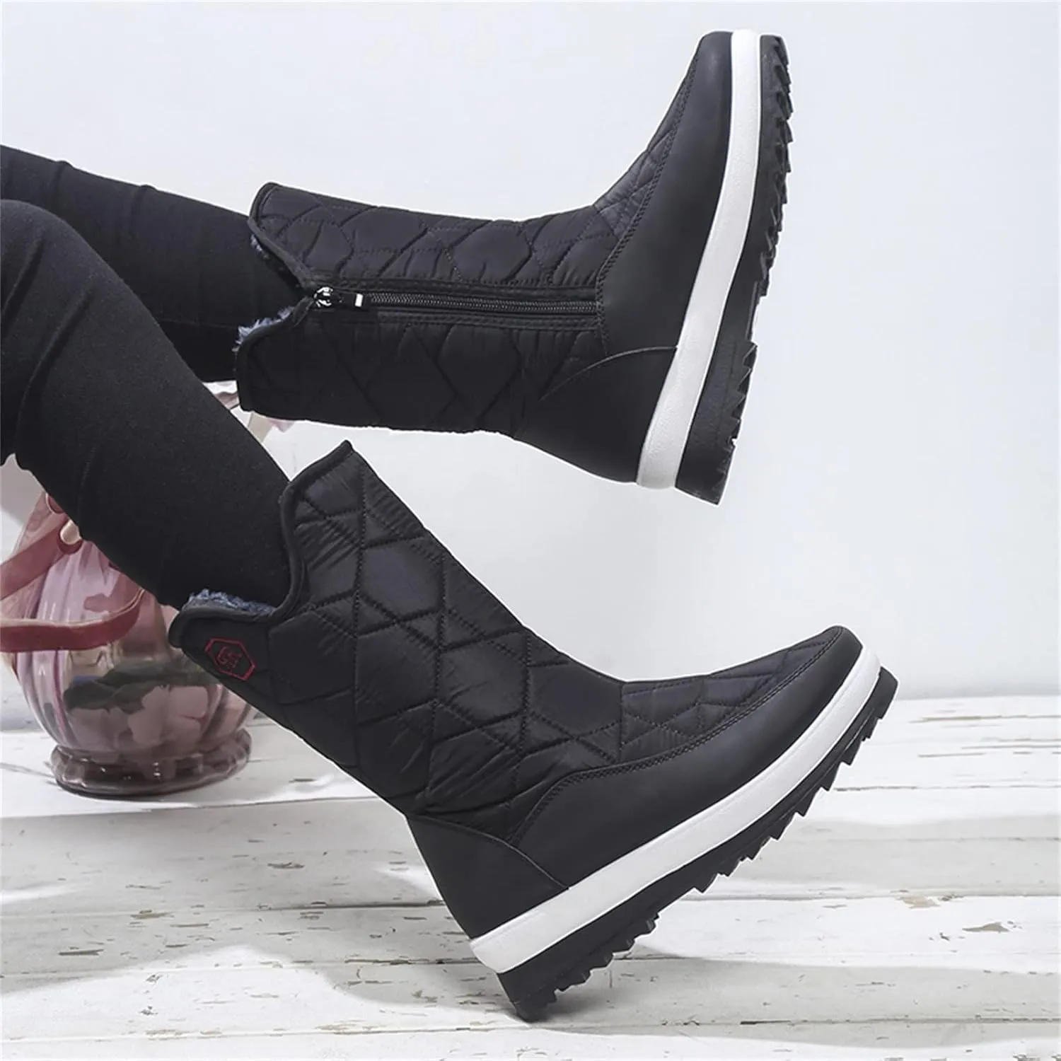 SBGMoSJ Winter Boots for Woman Cute Women's Wide Width Waterproof Slip on Ankle Boots for Swollen Feet Winter Woman Boots Women's Tall Black Winter Boots Waterproof Winter Boots Youth