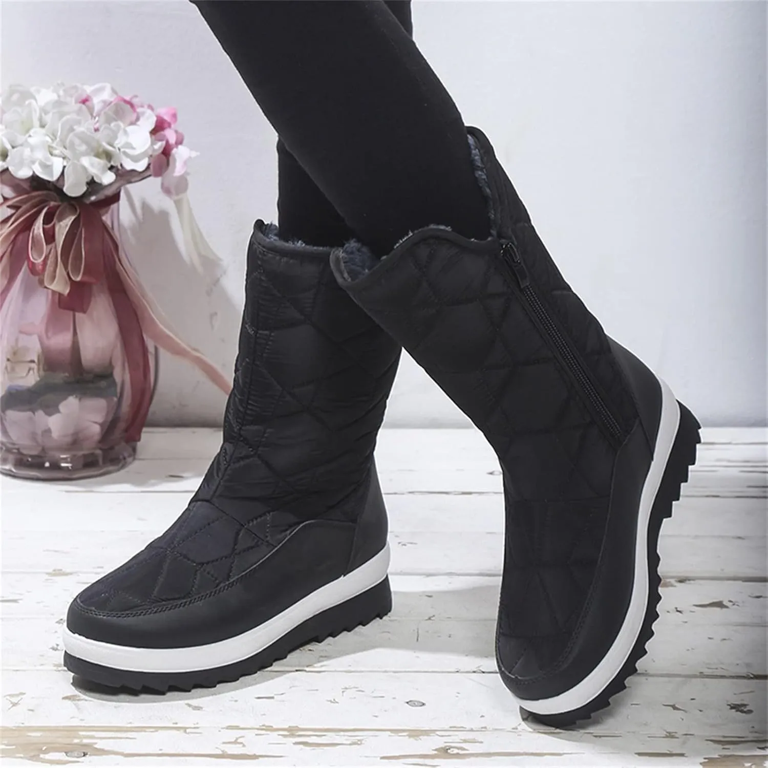 SBGMoSJ Winter Boots for Woman Cute Women's Wide Width Waterproof Slip on Ankle Boots for Swollen Feet Winter Woman Boots Women's Tall Black Winter Boots Waterproof Winter Boots Youth