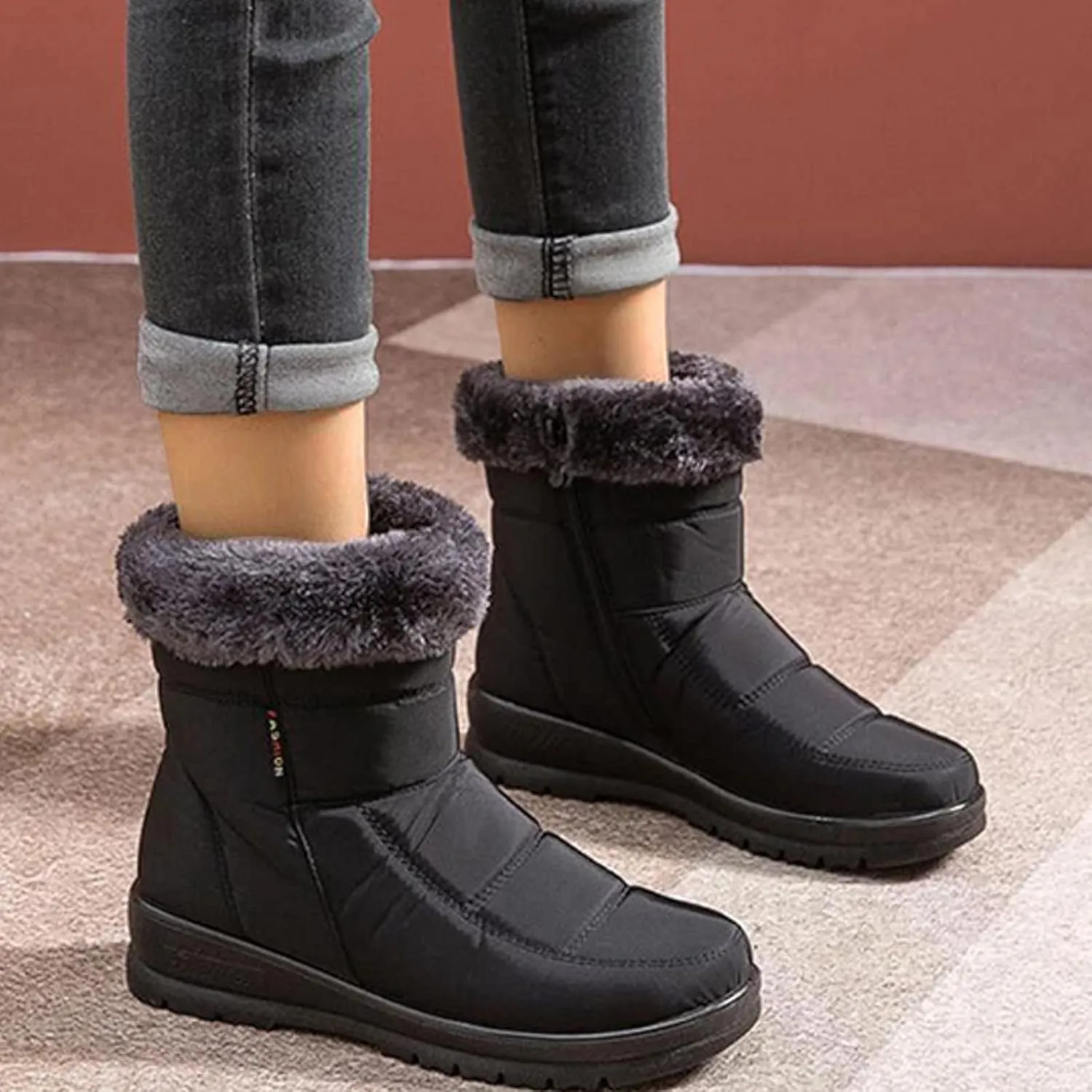 SBGMoSJ Winter Boots for Women 2023 Trendy Fall Women's Winter Boots Waterproof Zipper Womens Winter Boots Size 9 Wide Women Boots Winter Cute Botas De Frio Para Mujer