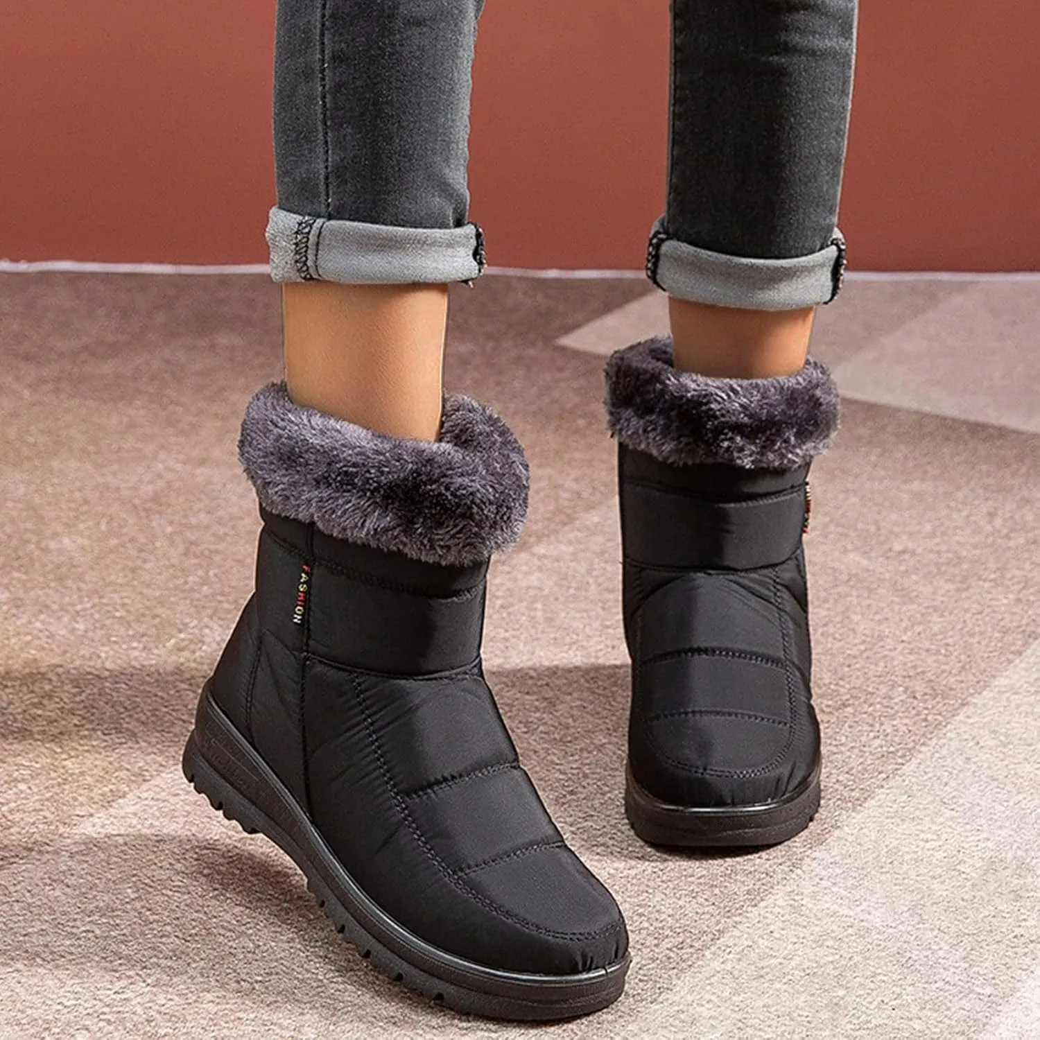 SBGMoSJ Winter Boots for Women 2023 Trendy Fall Women's Winter Boots Waterproof Zipper Womens Winter Boots Size 9 Wide Women Boots Winter Cute Botas De Frio Para Mujer