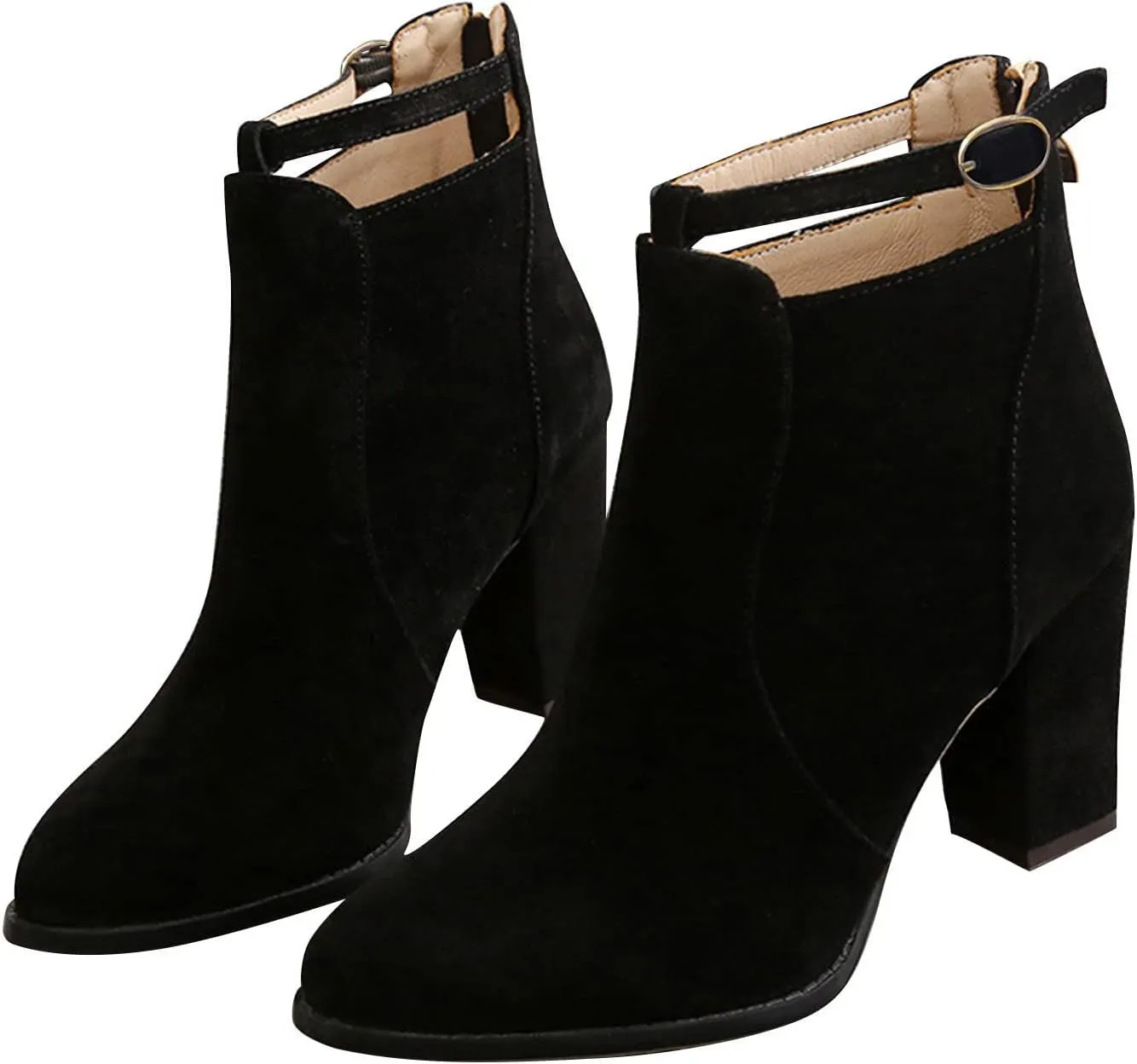 SBGMoSJ Womens Ankle Boots Wide Calf High Heel Ankle Boots for Women Flat Ankle Boots Women Size 11 Womens Black Leather Ankle Boots Women Brown Ankle Boots