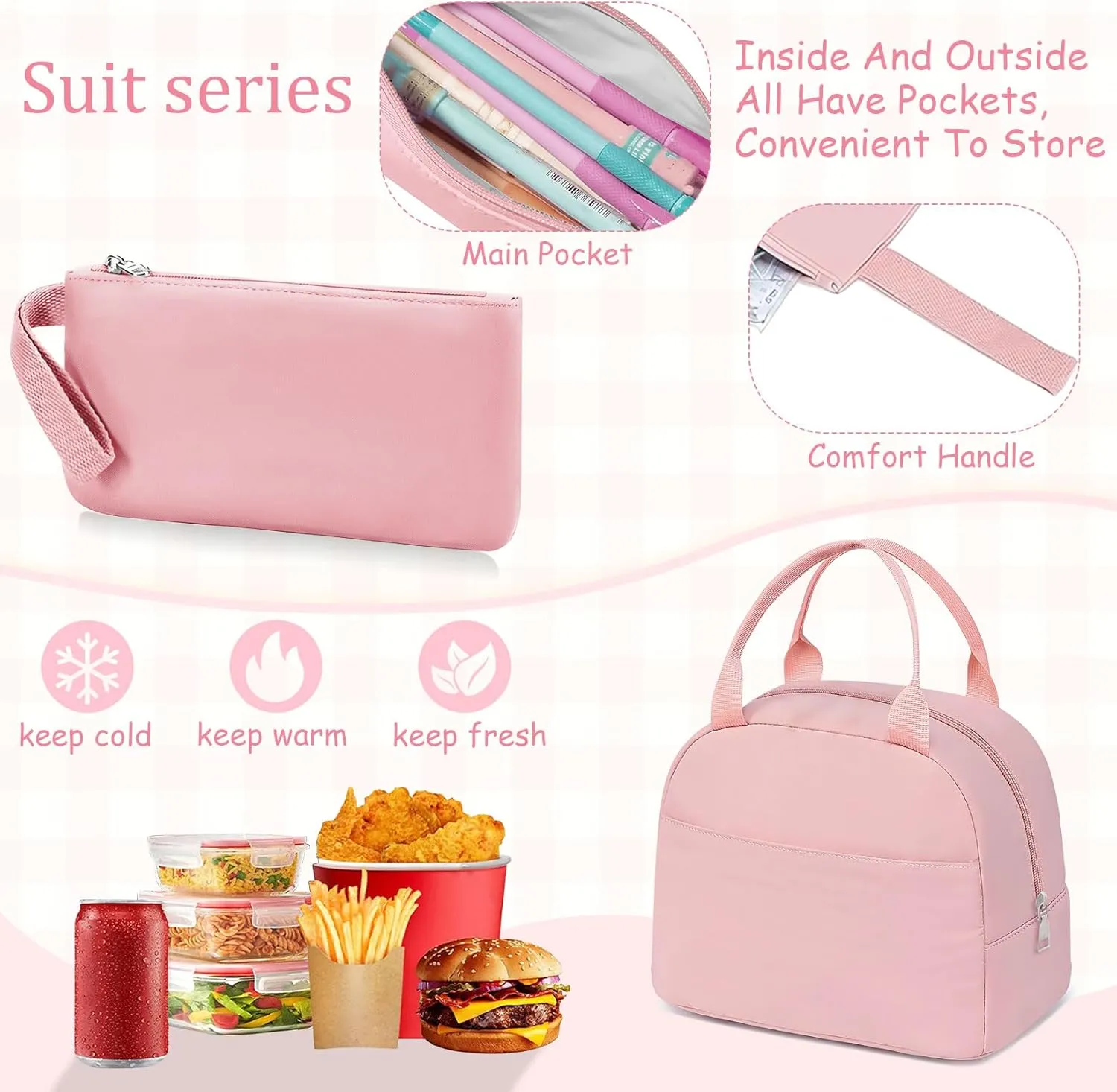 School Backpack For Girls - 6pcs Cute Girls Backpack With Lunch Box Set For Teens Women College Middle High School - 18 School Bookbag Travel Back Pack