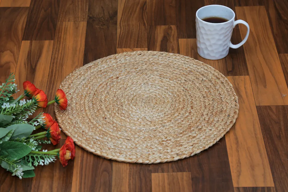 Selene Rustic Round Jute Table Placemats - Ideal for Dinner Settings