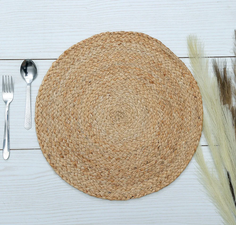 Selene Rustic Round Jute Table Placemats - Ideal for Dinner Settings