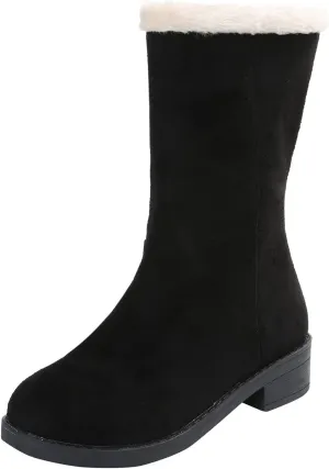 Short Winter Boots for Women Low Heel Size 9 Wide Calf Snow Boots for Woman Furry Winter Boots Boots for Winter Fashion for Women Slip on Botas De Invierno Para Mujer Con Peluche
