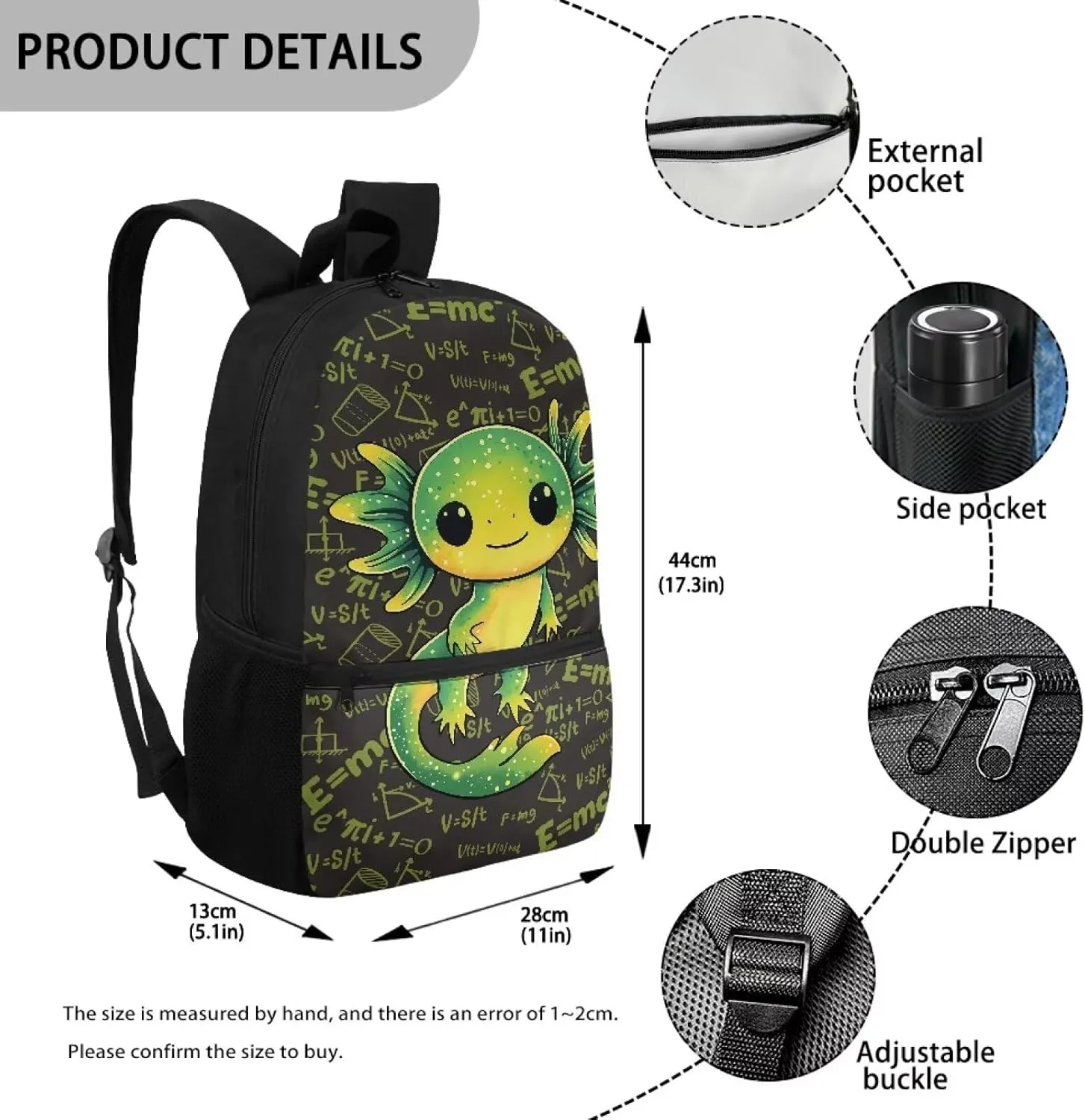 Showudesigns Axolotl Backpack for Girls 6-8 8-10 10-12 School Bags Preschool Kindergarten School Book Bag Back Packs with Shoulder Straps Kids Child Schoolbag Heavy Duty Daypack