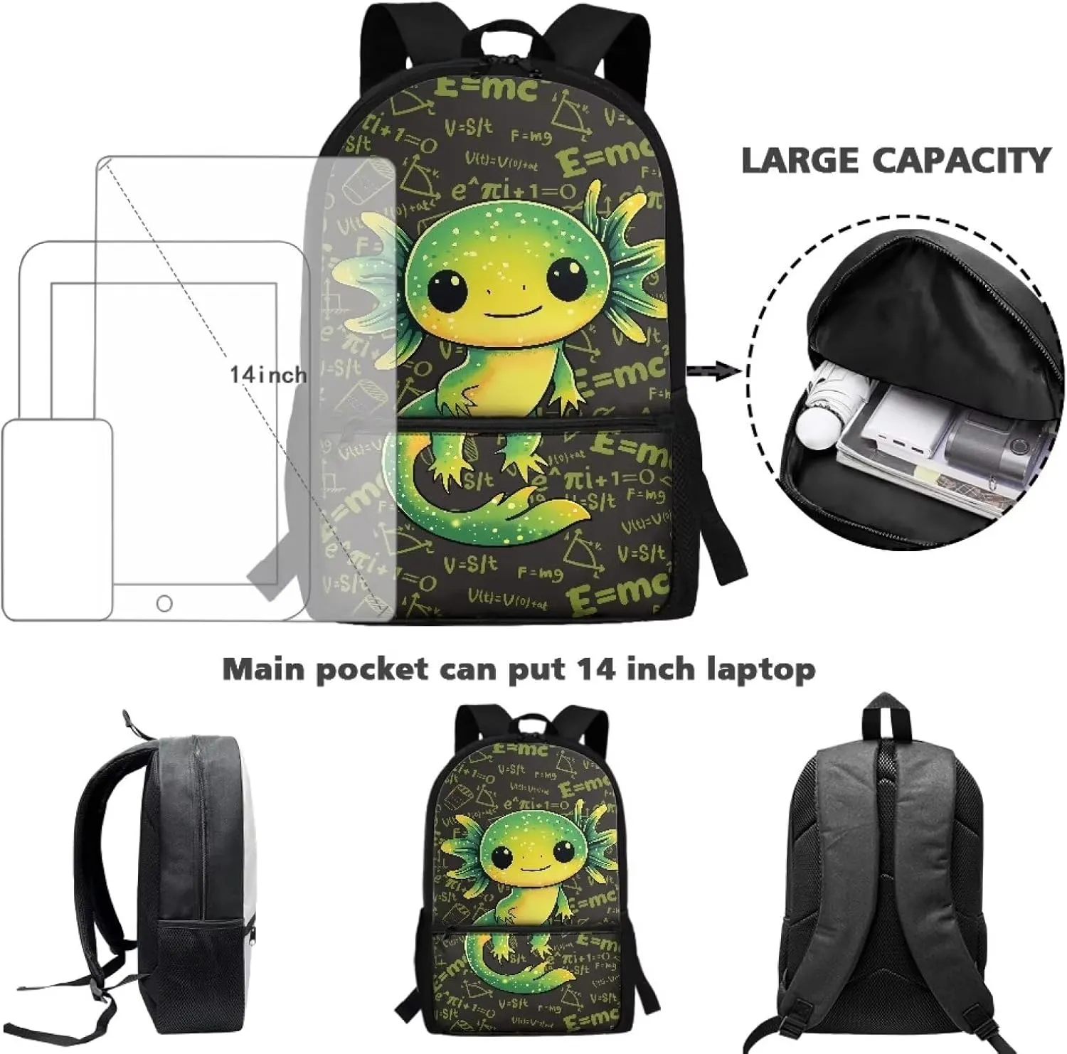 Showudesigns Axolotl Backpack for Girls 6-8 8-10 10-12 School Bags Preschool Kindergarten School Book Bag Back Packs with Shoulder Straps Kids Child Schoolbag Heavy Duty Daypack