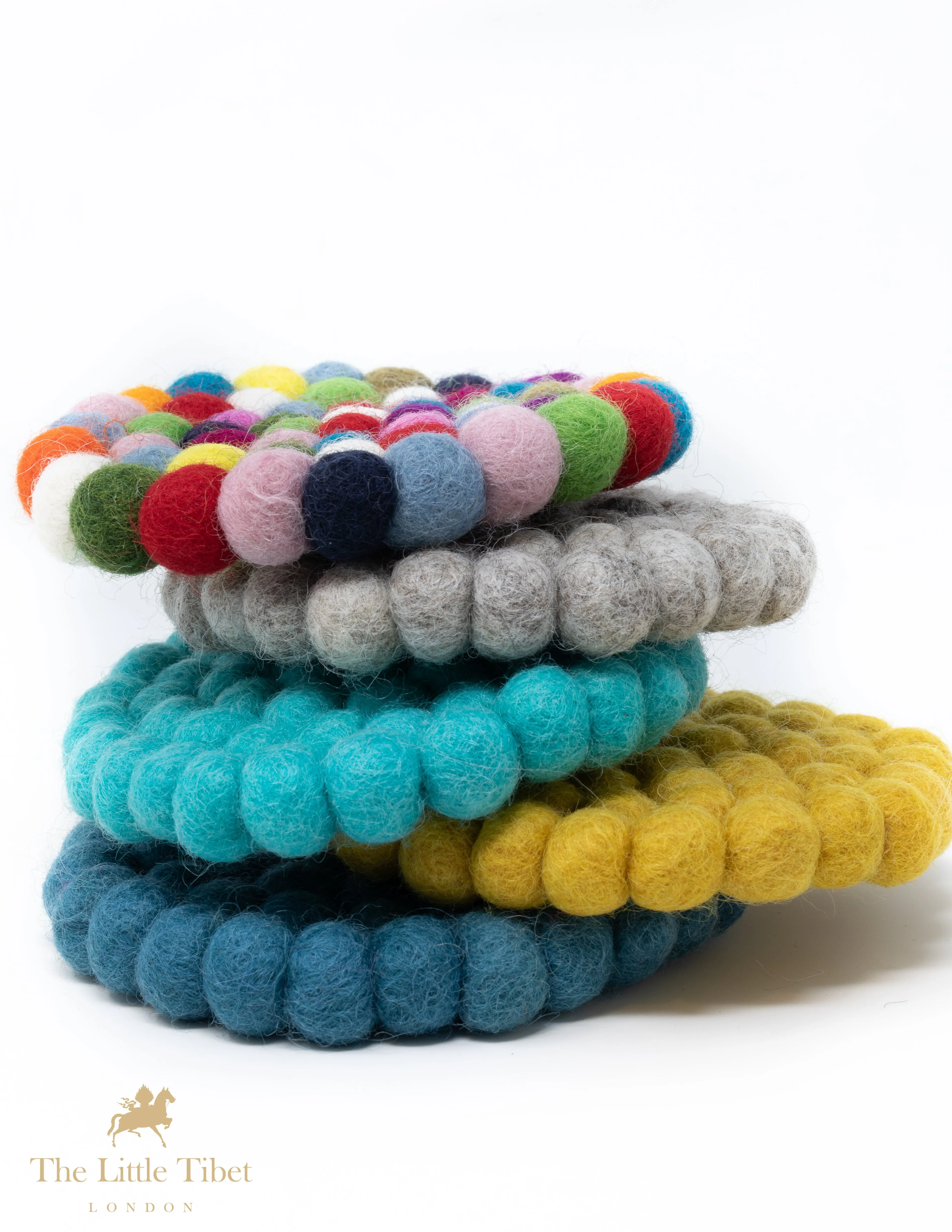 Singing Bowl Cushion - Slate Blue Felt Ball Mat