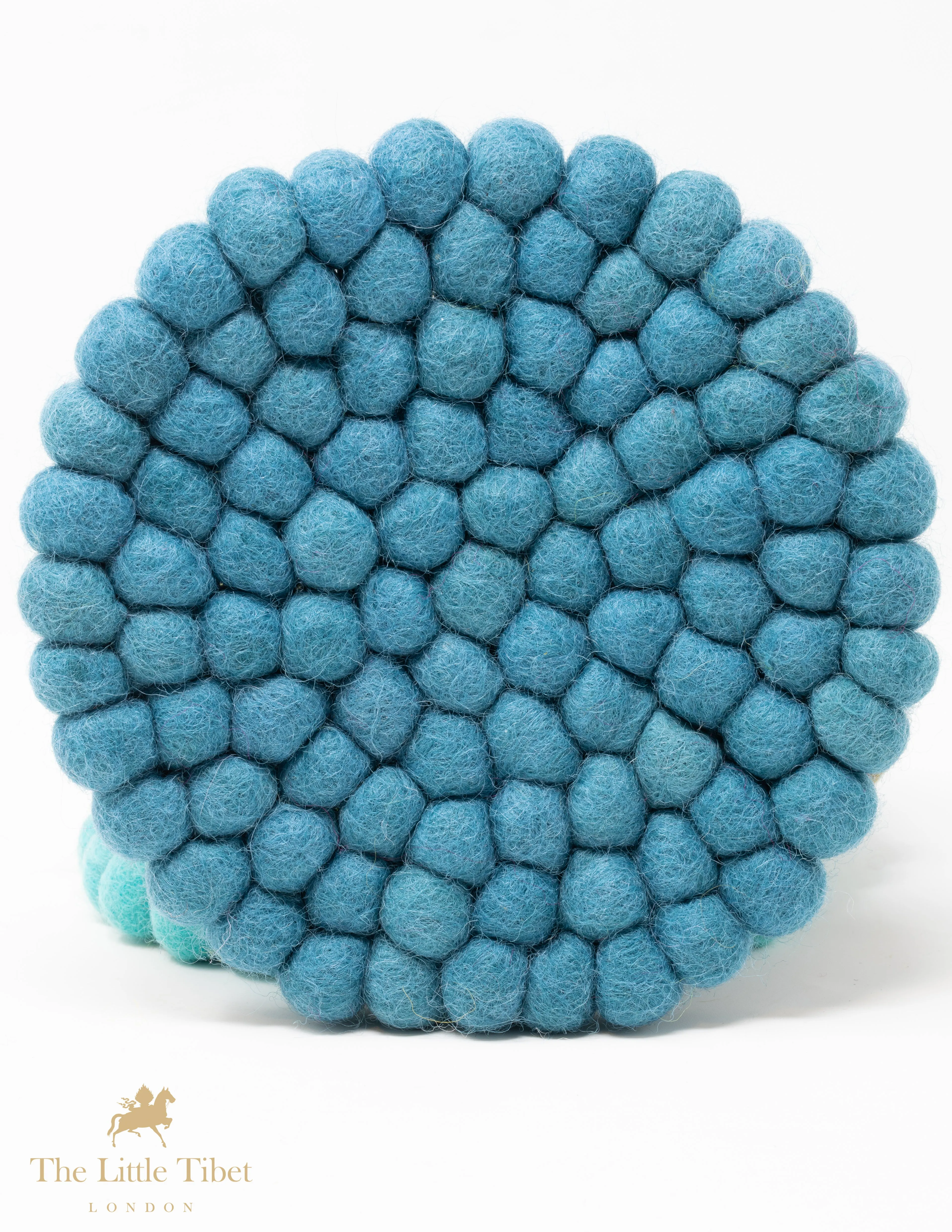 Singing Bowl Cushion - Slate Blue Felt Ball Mat