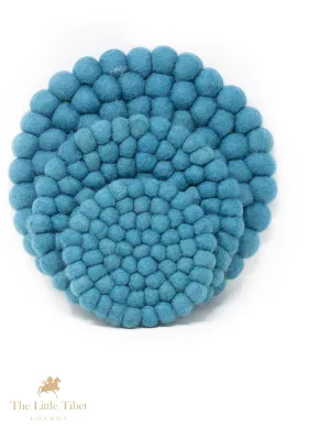 Singing Bowl Cushion - Slate Blue Felt Ball Mat