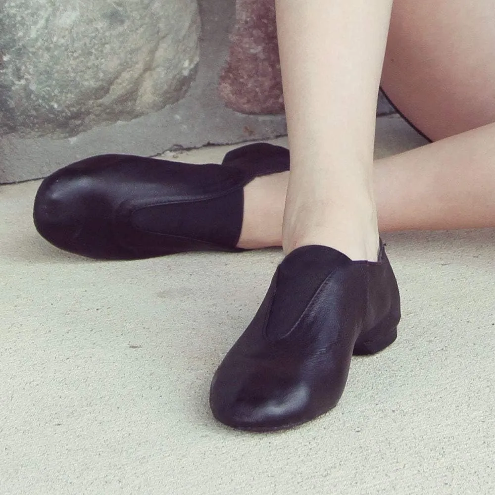 Slip On Jazz Shoe Leather and Elastic Dance Jazz Shoe for Adult Women and Men