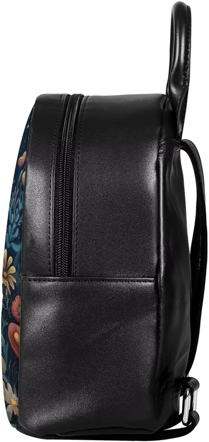 Small Backpack Purse for Women Vintage Mini Backpack for Teen Girls College School Bookbag with Zipper Travel Shoulder Bag Casual Daypack, Butterfly Moon Print