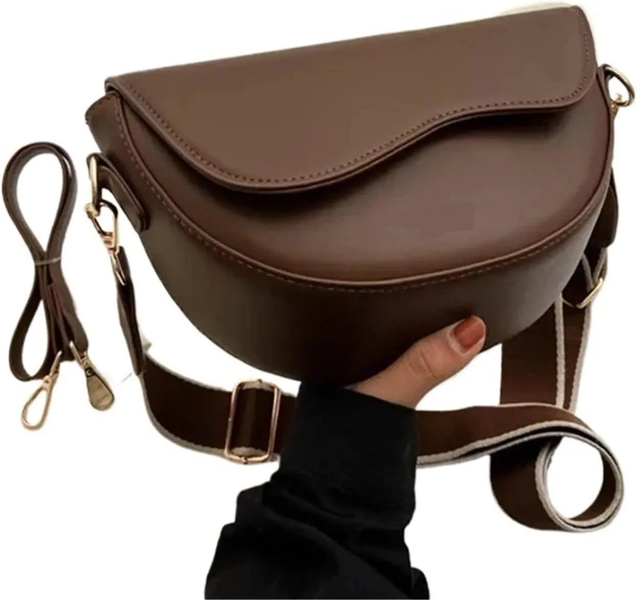 Small Leather Saddle Armpit Bags for Women Summer Chain Shoulder Crossbody Bag Ladies Vintage Underarm Handbags