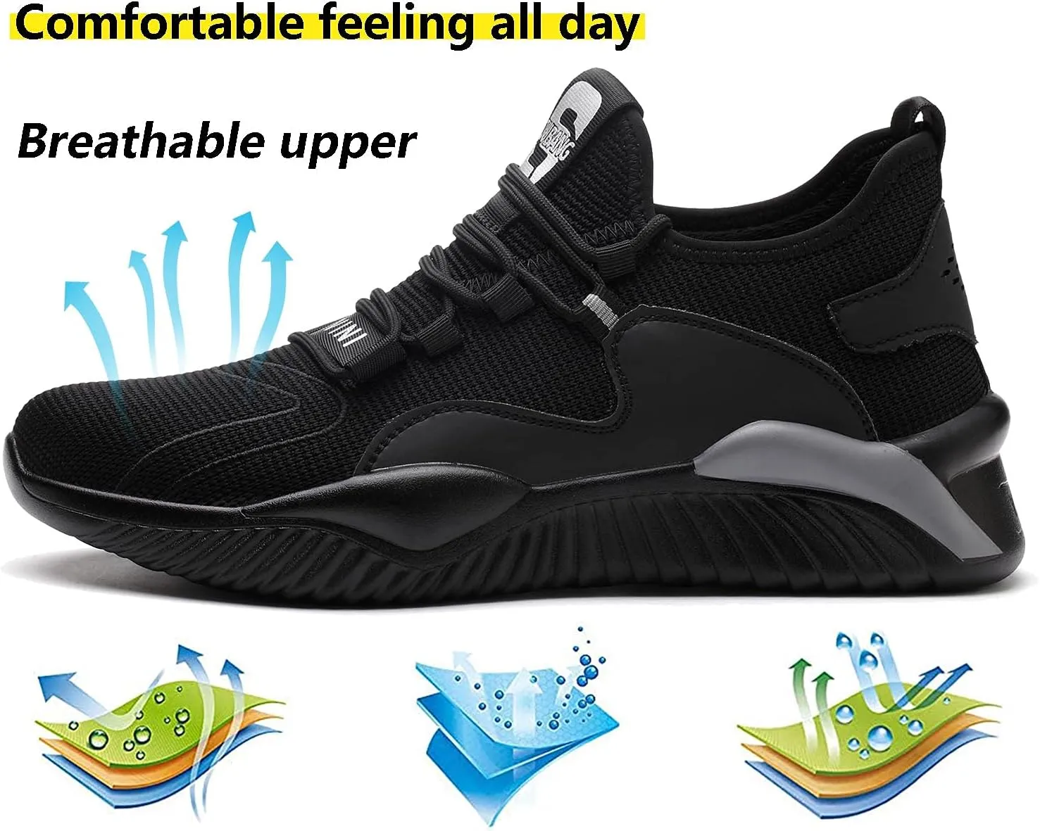 Steel Toe Work Shoes for Men Women Lightweight Industrial & Construction Slip Resistant Puncture Proof Safety
