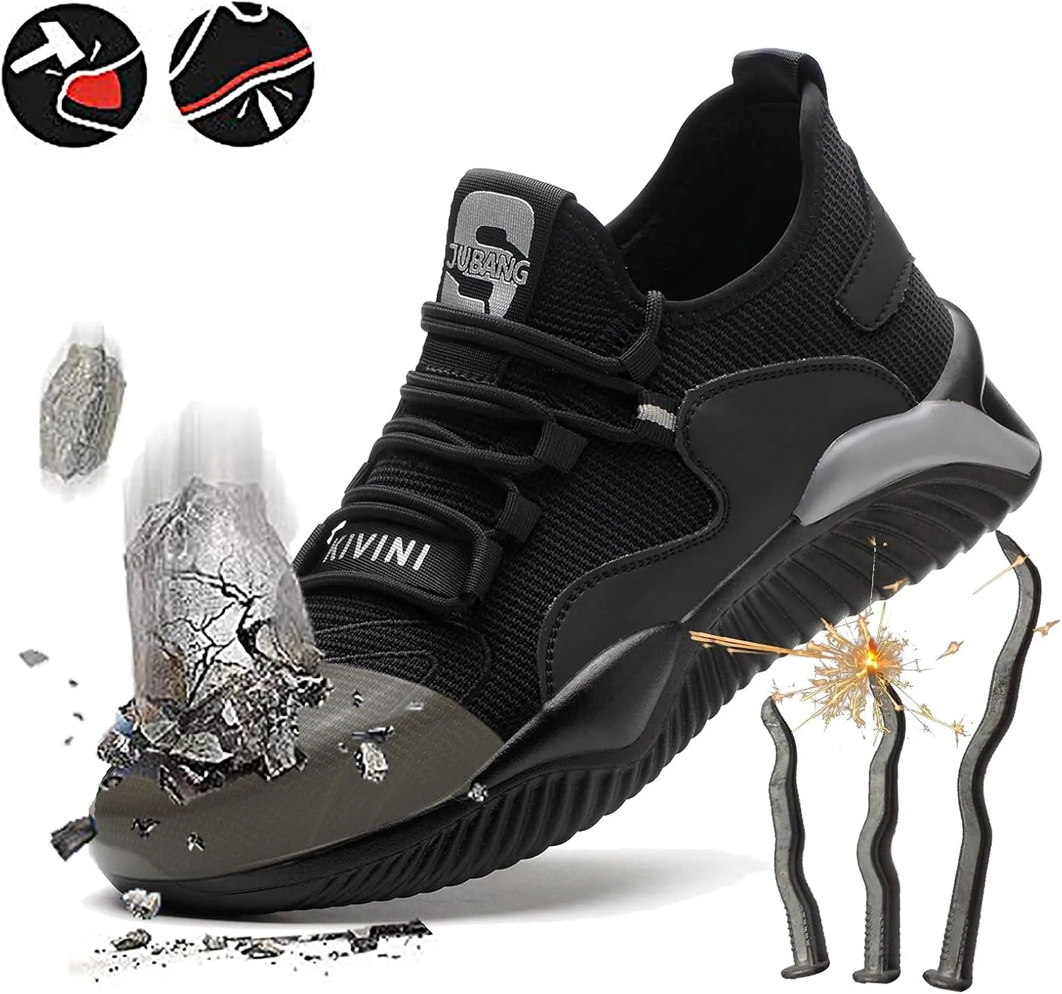 Steel Toe Work Shoes for Men Women Lightweight Industrial & Construction Slip Resistant Puncture Proof Safety