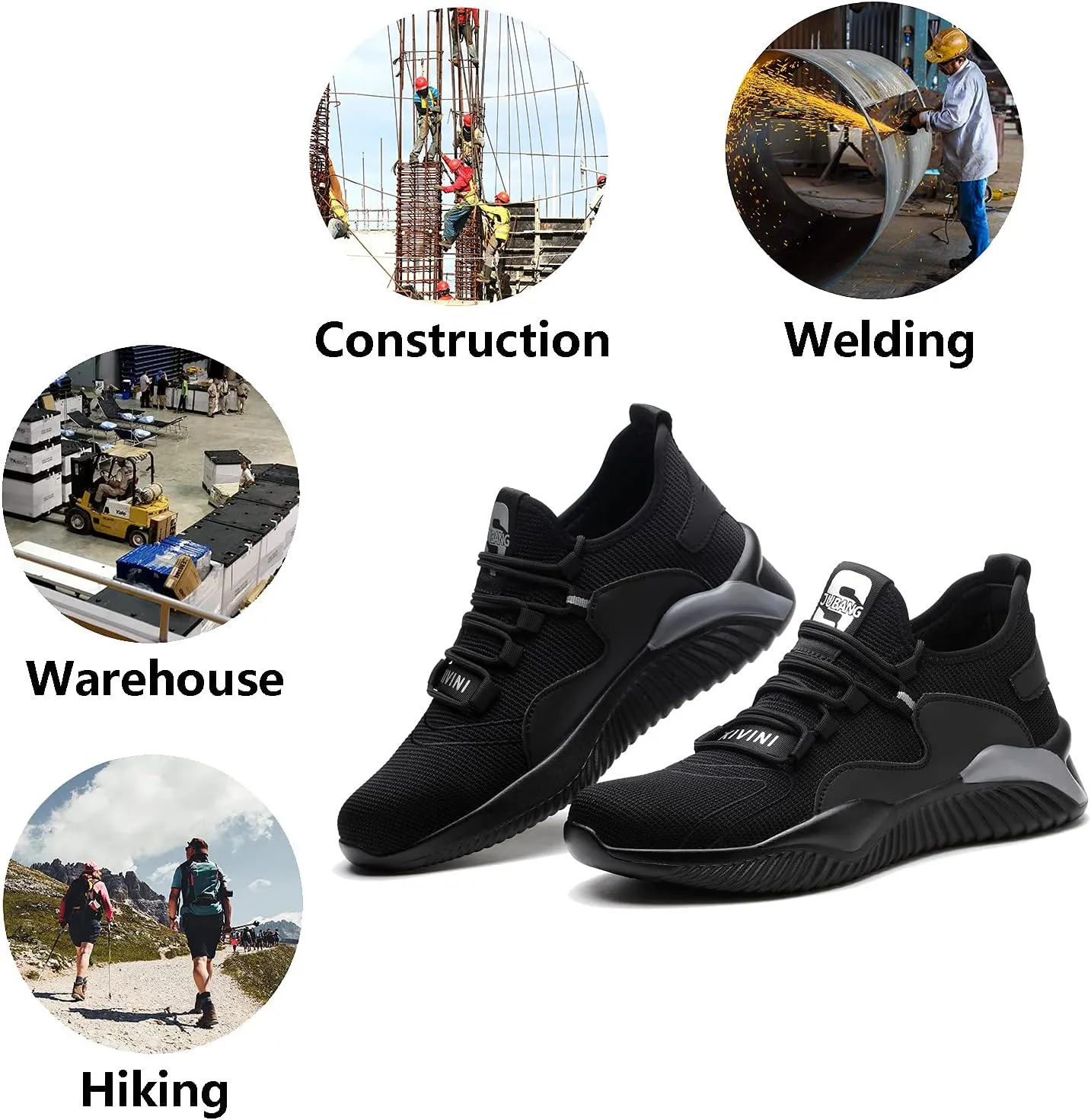 Steel Toe Work Shoes for Men Women Lightweight Industrial & Construction Slip Resistant Puncture Proof Safety