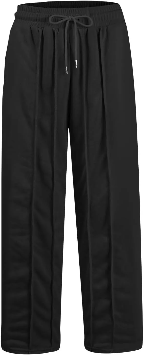 Straight Leg Sweatpants Women Baggy High Rise Elastic Waist Workout Pants with Pockets Stretchy Athletic Pants