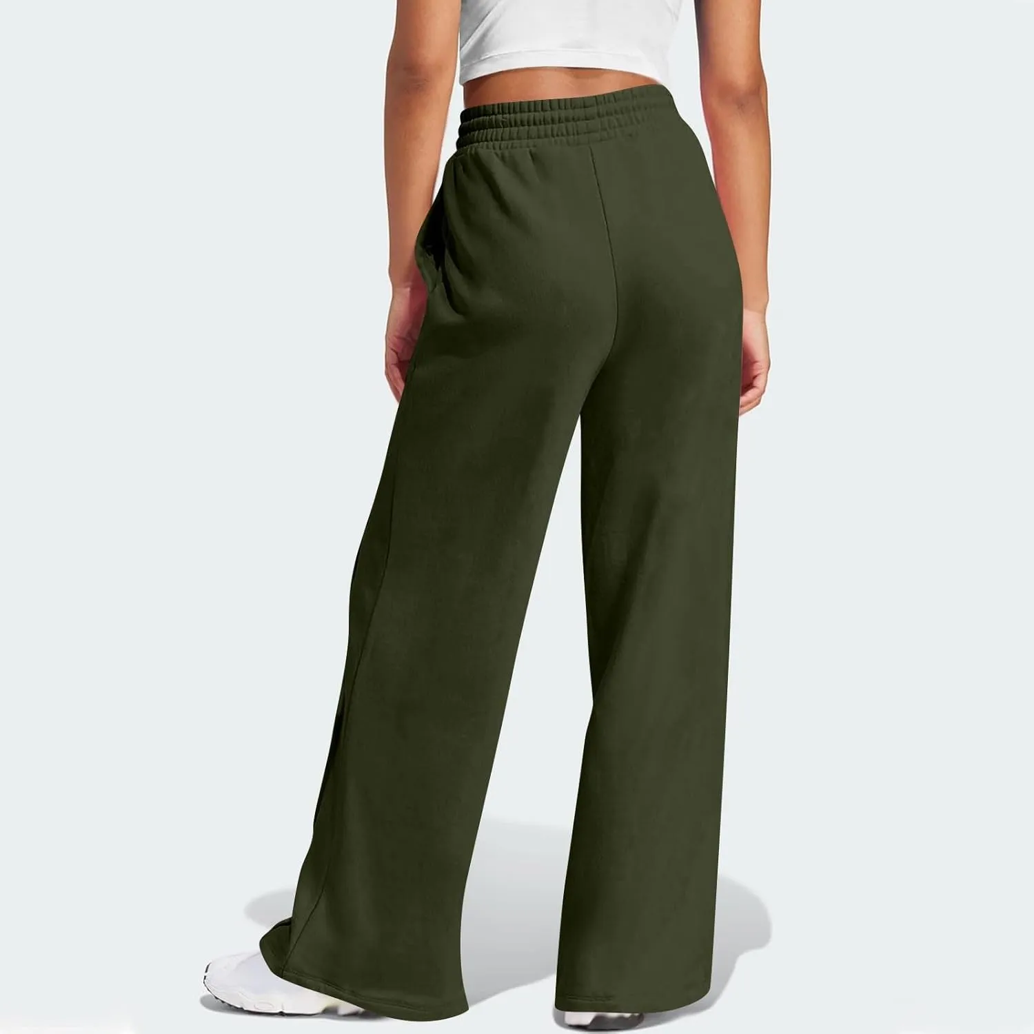 Straight Leg Sweatpants Women Baggy High Rise Elastic Waist Workout Pants with Pockets Stretchy Athletic Pants