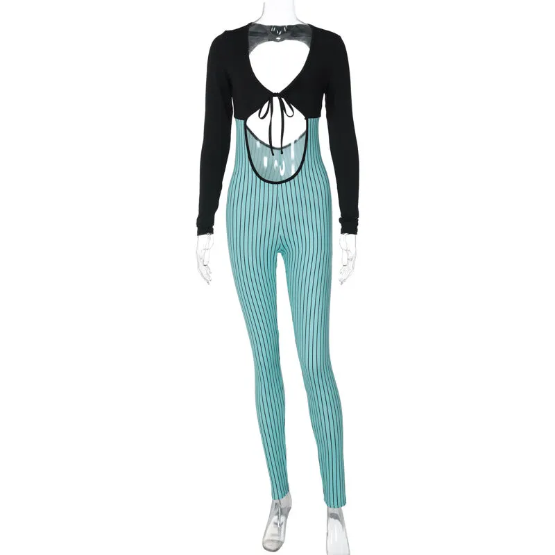 Striped One-piece Sports Yoga Wear