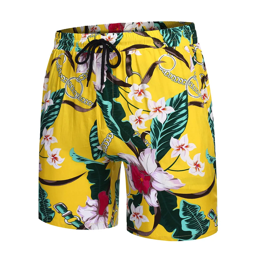 Summer Beach 2 Piece Outfits Flower Shirt Tracksuits for Men