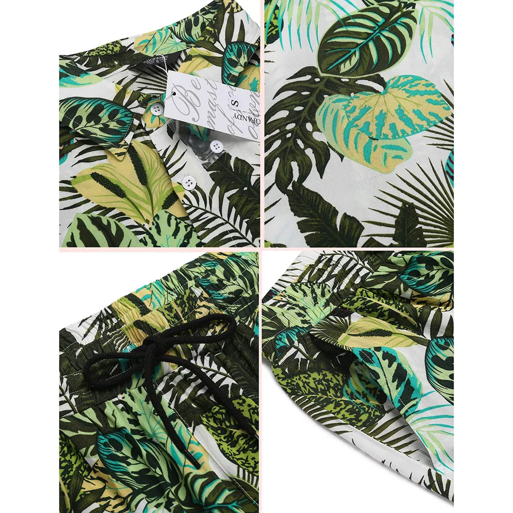 Summer Beach 2 Piece Outfits Flower Shirt Tracksuits for Men