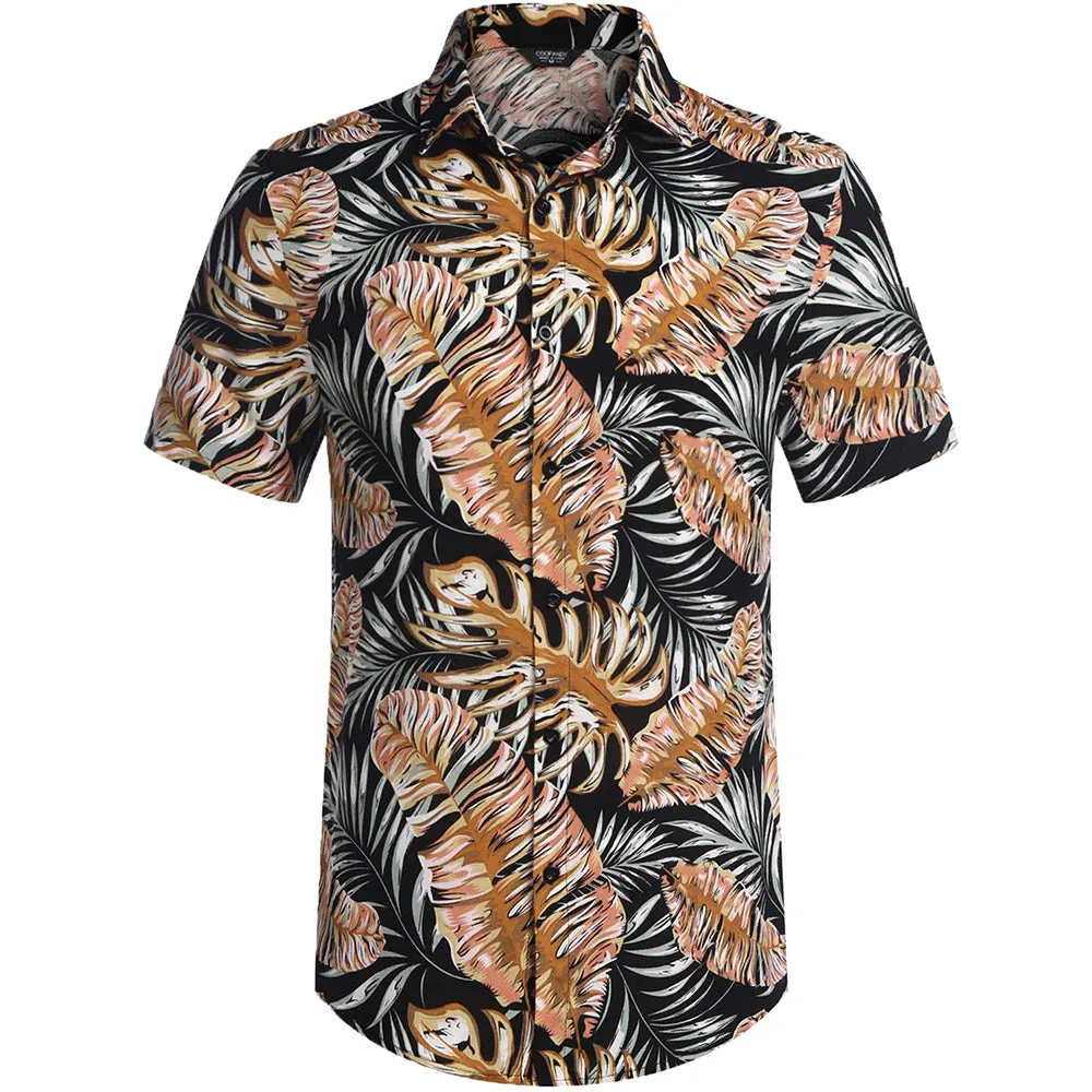 Summer Beach 2 Piece Outfits Flower Shirt Tracksuits for Men
