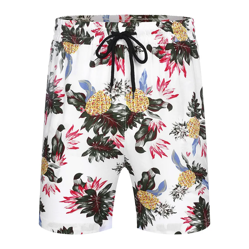 Summer Beach 2 Piece Outfits Flower Shirt Tracksuits for Men