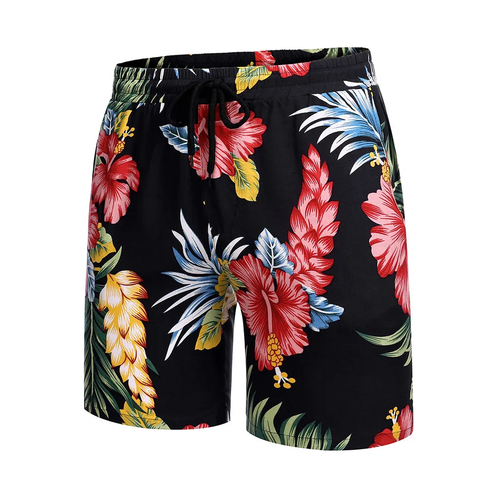 Summer Beach 2 Piece Outfits Flower Shirt Tracksuits for Men