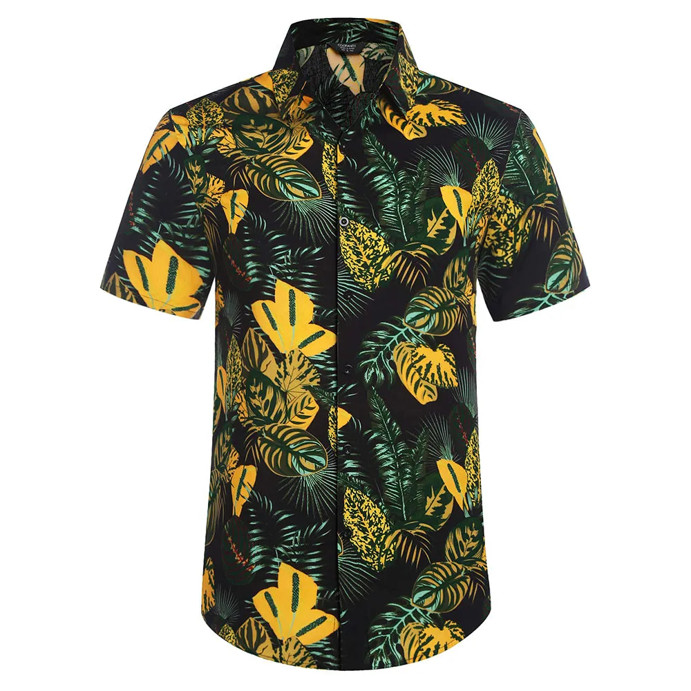 Summer Beach 2 Piece Outfits Flower Shirt Tracksuits for Men