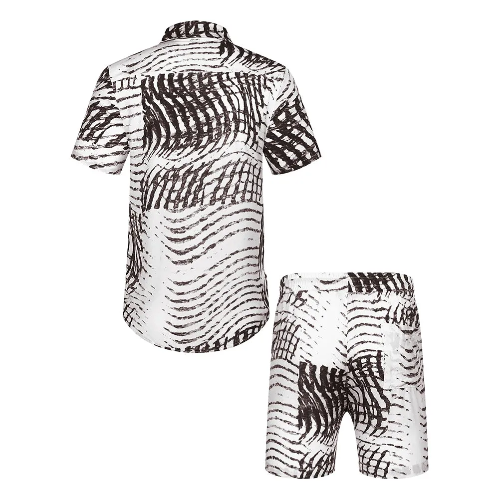 Summer Beach 2 Piece Outfits Flower Shirt Tracksuits for Men
