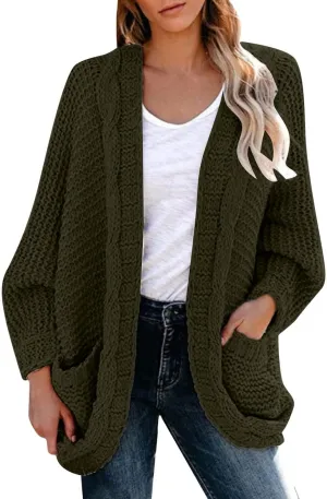 Sweater Cardigan for Women 2024 Chunky Cable Knit Sweaters Open Front Lightweight Trendy Fall Outfits