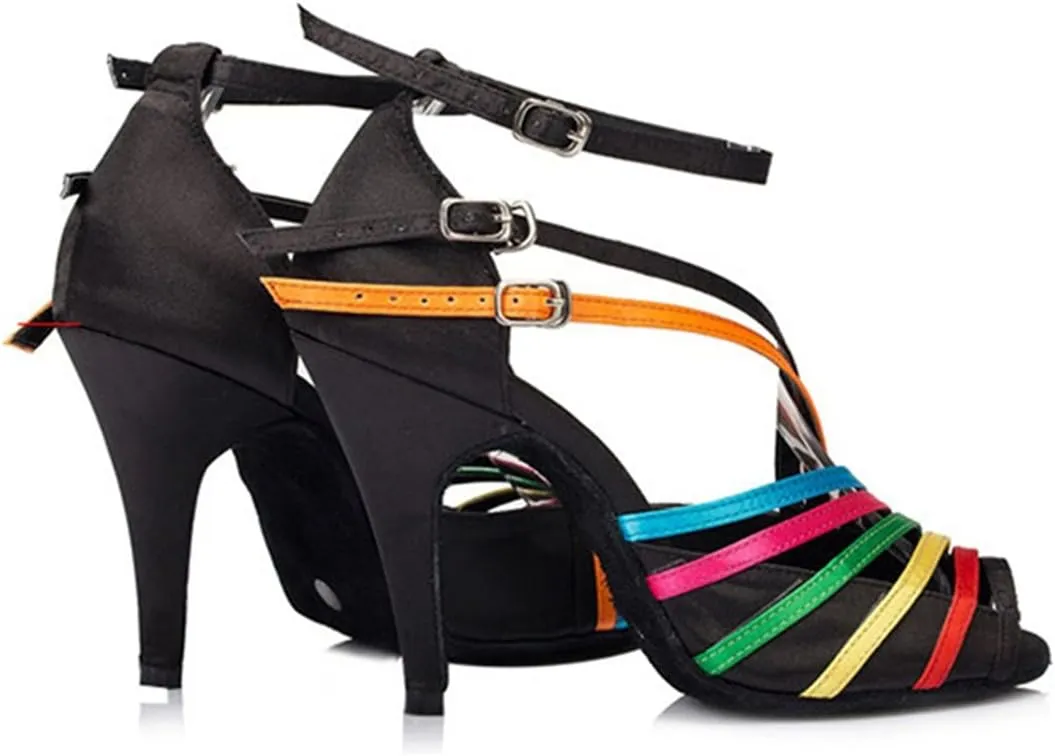 TDA Women's Ankle Strap Buckle Peep Toe Fashion Salsa Tango Ballroom Latin Modern Dance Wedding Shoes