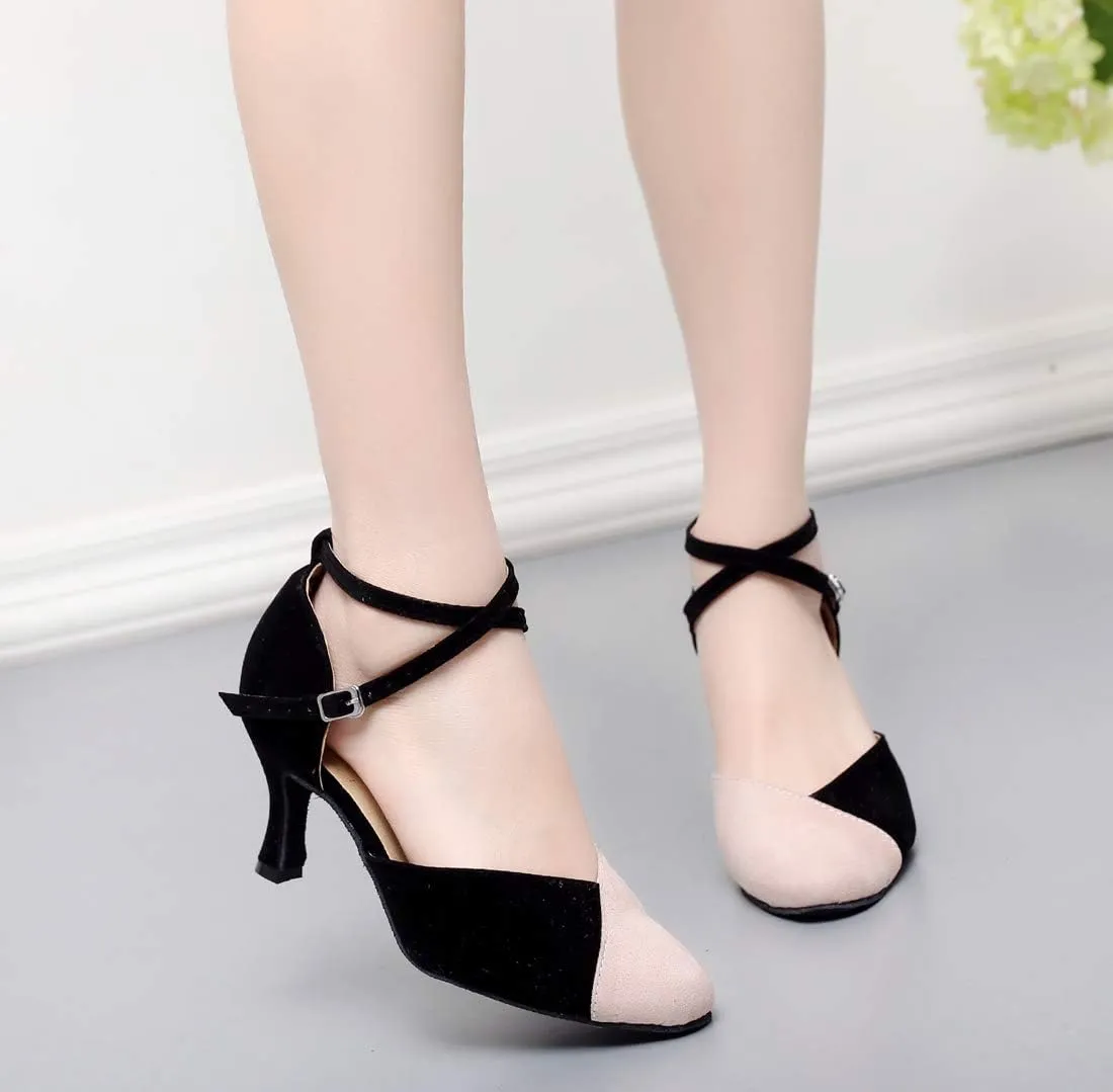TDA Women's Closed Toe Cross Strap Tagno Salsa Evening Wedding Party Ballroom Modern Latin Dance Shoes