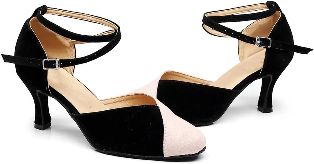 TDA Women's Closed Toe Cross Strap Tagno Salsa Evening Wedding Party Ballroom Modern Latin Dance Shoes