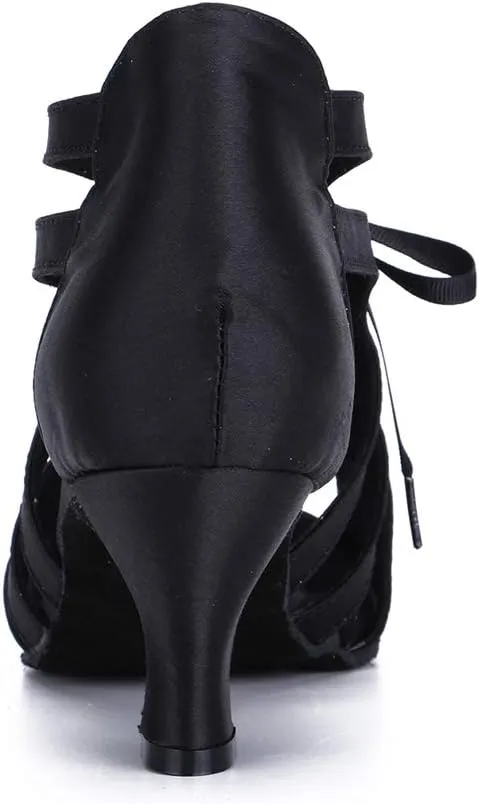 TDA Women's Peep Toe Cut-Out Lace-up Satin Tango Modern Salsa Ballroom Latin Dance Wedding Shoes