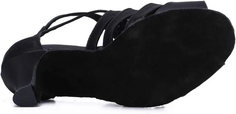 TDA Women's Peep Toe Cut-Out Lace-up Satin Tango Modern Salsa Ballroom Latin Dance Wedding Shoes