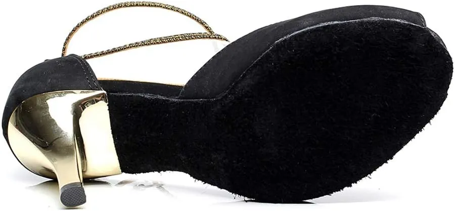 TDA Women's T-Strap Stiletto Heel Double Buckle Social Tango Ballroom Modern Latin Dance Shoes