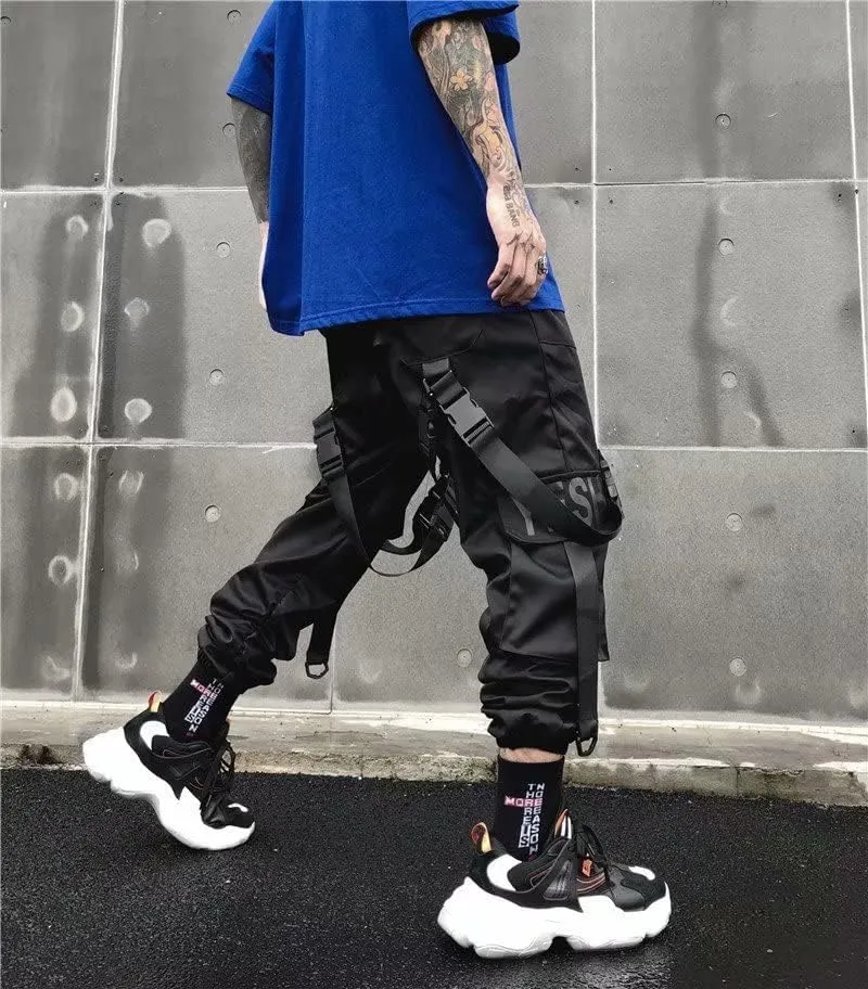 Techwear Pants Men Joggers Pants Y2k Baggy Tactical Track Pants Cargo Grunge Harem Pants Alt Goth Emo Hip Hop Pants