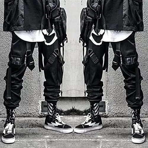 Techwear Pants Men Joggers Pants Y2k Baggy Tactical Track Pants Cargo Grunge Harem Pants Alt Goth Emo Hip Hop Pants