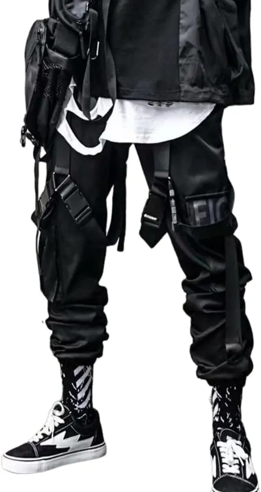 Techwear Pants Men Joggers Pants Y2k Baggy Tactical Track Pants Cargo Grunge Harem Pants Alt Goth Emo Hip Hop Pants
