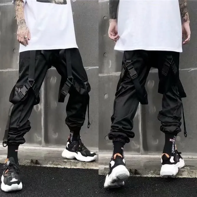 Techwear Pants Men Joggers Pants Y2k Baggy Tactical Track Pants Cargo Grunge Harem Pants Alt Goth Emo Hip Hop Pants