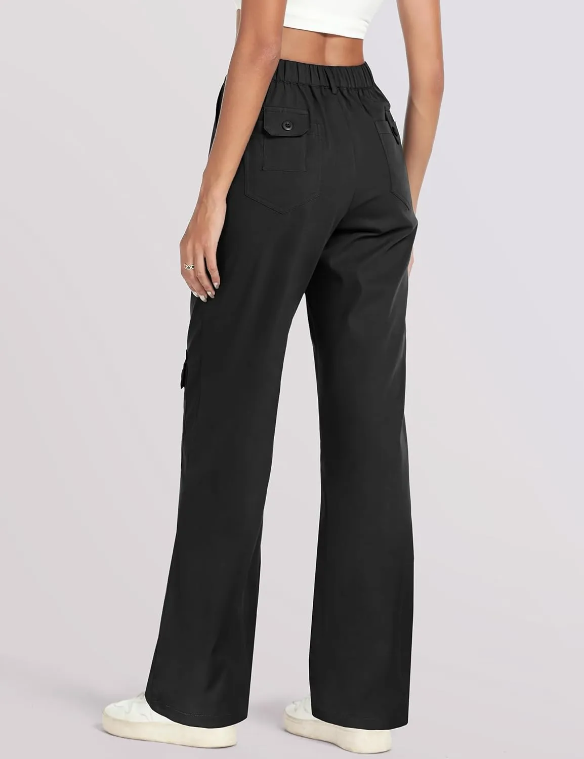 THANTH Cargo Pants Women High Waist Baggy Casual Pants Combat Military Wide Leg Y2K Streetwear Trousers with 8 Pockets