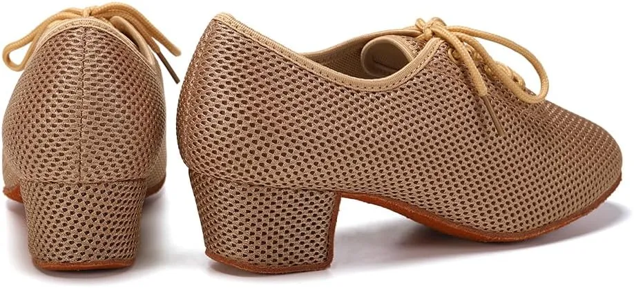 TINRYMX Ballroom Dance Shoes Women Practice Teaching Modern Professional Standard Latin Salsa Dance Shoes, Model RY-1801WB