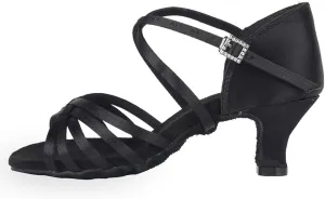 TINRYMX Latin Dance Shoes for Women Silk Satin Open Toe Ballroom Salsa Bachata Practice Dance Shoes, ZS213/XGG