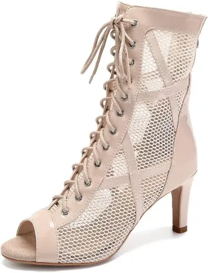 TINRYMX Women Ballroom Dance Boots Latin Salsa Performance Practice Hight Heel Dance Shoes, Model-DSK99