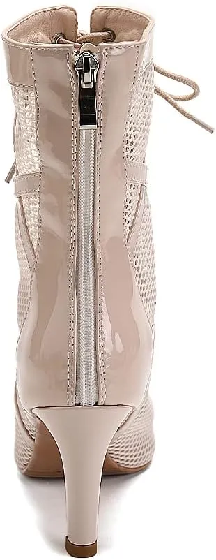 TINRYMX Women Ballroom Dance Boots Latin Salsa Performance Practice Hight Heel Dance Shoes, Model-DSK99