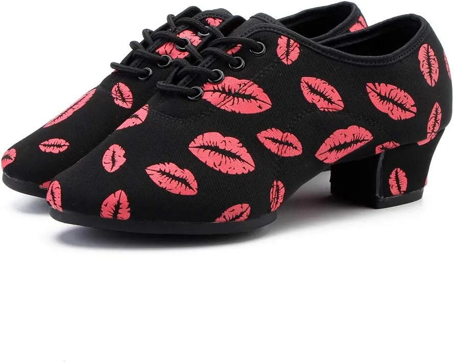 TINRYMX Women Latin Dance Practice Shoes Lace up with Closed Toe Modern Jazz Teaching Oxford Dance Shoes Low Heel,WZSP-NJB